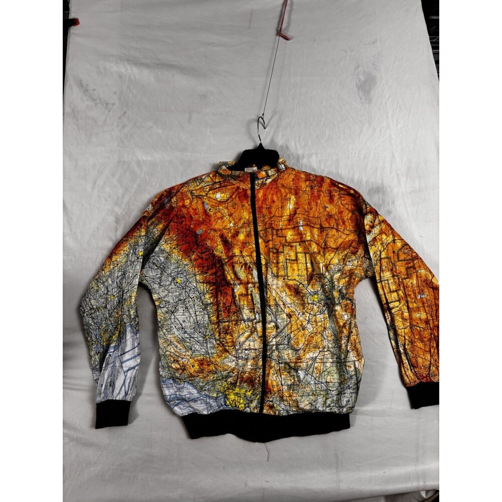 Vintage Tyvek Map Jacket E&J Design USA Full Zip Topographic Large